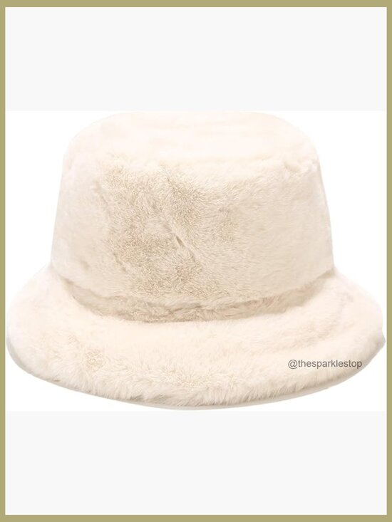 Faux Fur Bucket Hat, Winter Warm Fluffy Hat for Women Men main image 4